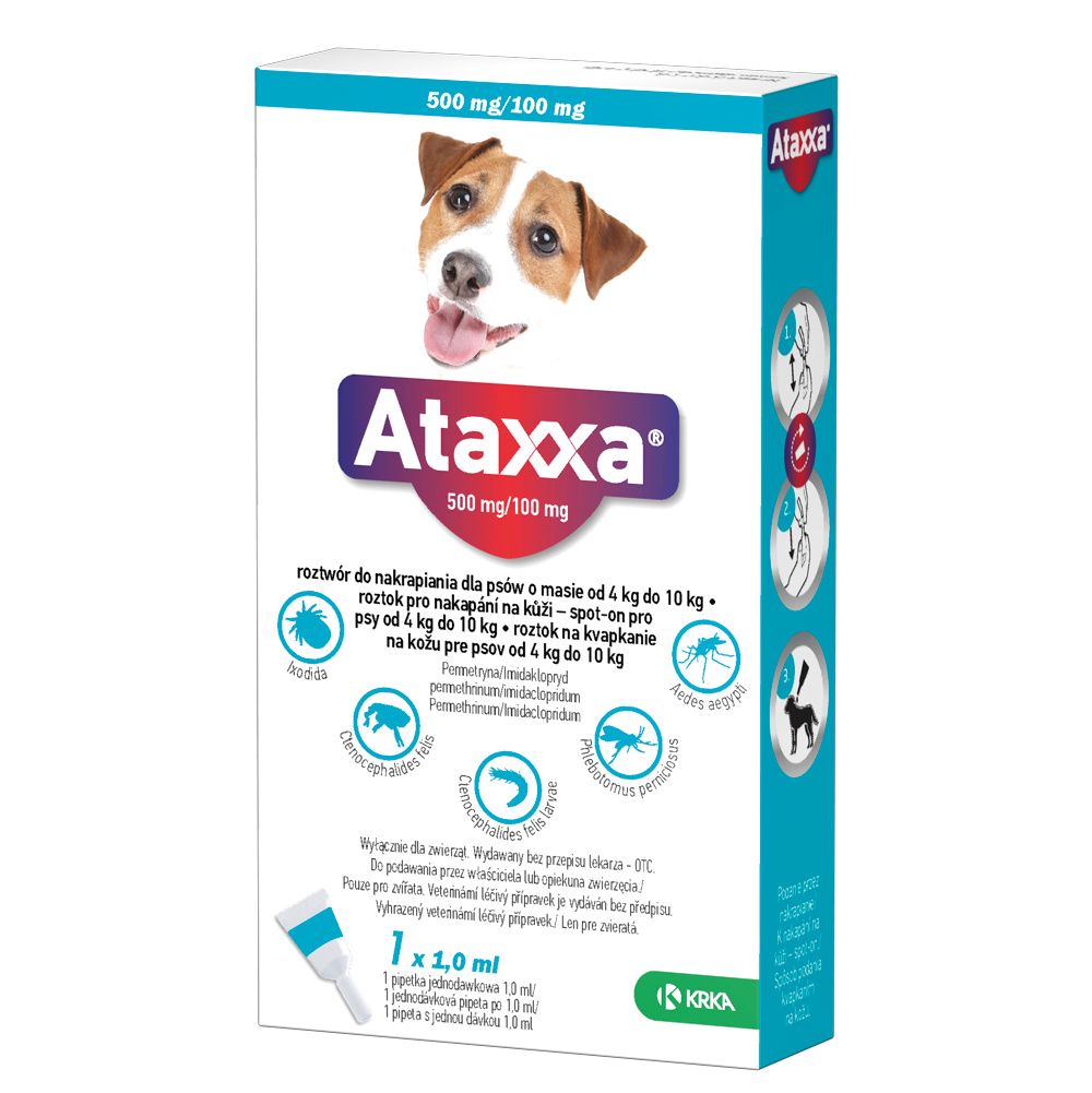 Ataxxa 500mg/100mg - krople dla na pchły, kleszcze i komary dla psa o ...