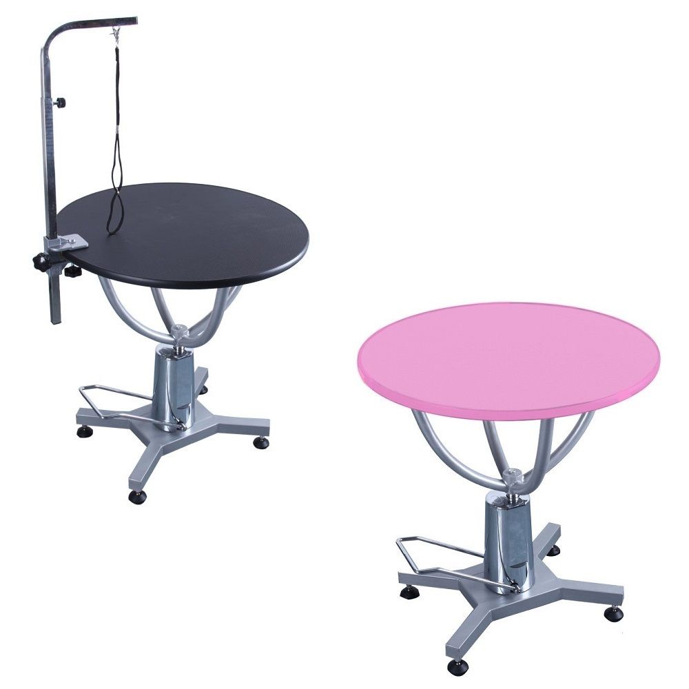 Round hydraulic grooming outlet table