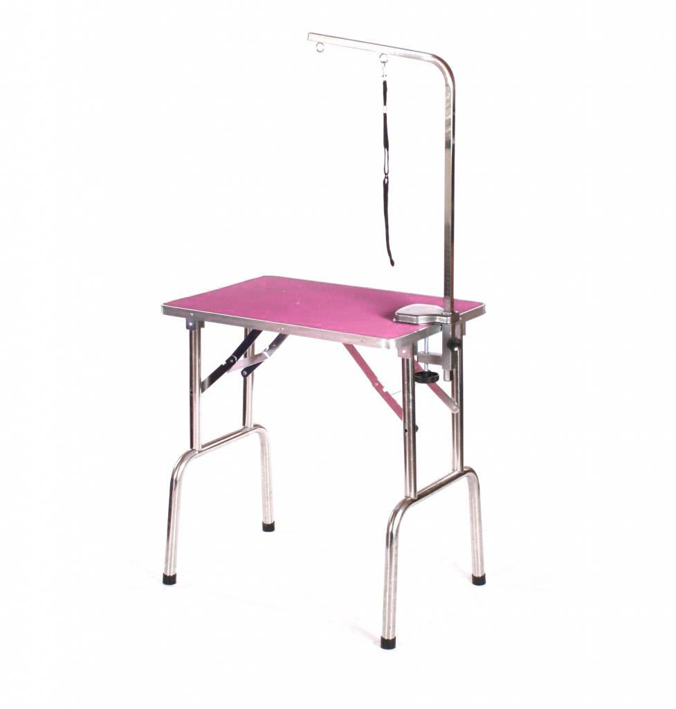 Pink grooming outlet table