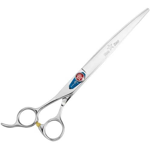 Kenchii Five Star Offset Left Curved Scissors - nożyczki groomerskie dla leworęcznych, gięte, offsetowe
