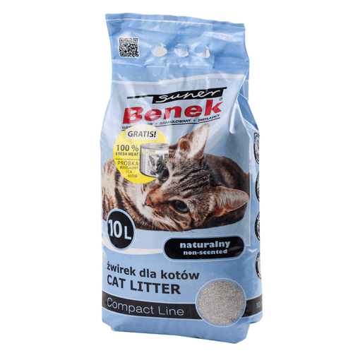 Super Benek Compact Line Unscented Cat Litter - naturalny drobny żwirek dla kota, bentonitowy
