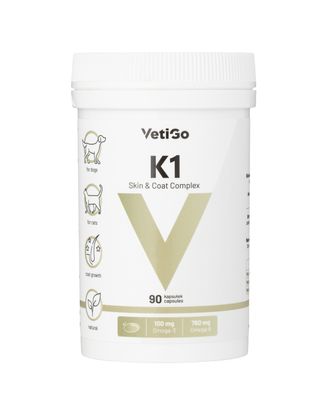 VetiGo K1 Skin & Coat Complex - omega 3 dla psa i kota, suplement na skórę i sierść - 90kaps.