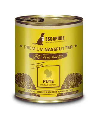 Escapure Pfandl Pute - mokra karma dla psa, indyk z warzywami, 84% mięsa - 800g
