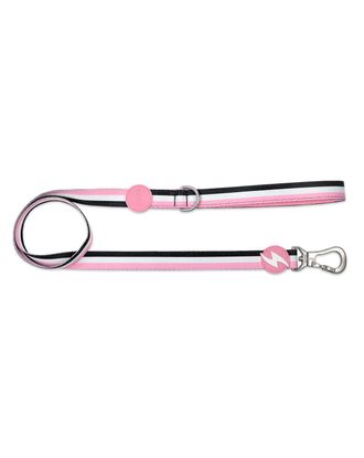 Dashi Stripes Pink & Black Leash 120cm - miejska smycz taśmowa dla psa, paski