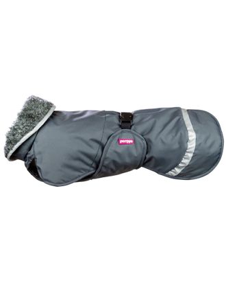 Perus Pomppa for Harness Graphite - kurtka zimowa dla psa, z otworem na szelki, szara