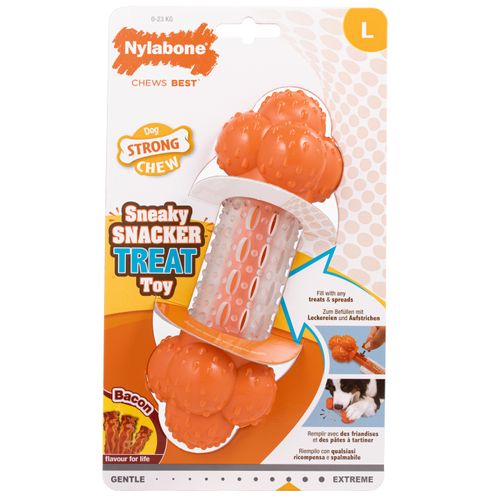 Nylabone Strong Chew Sneaky Snacker - gryzak dla psa z miejscem na smakołyki, o zapachu bekonu