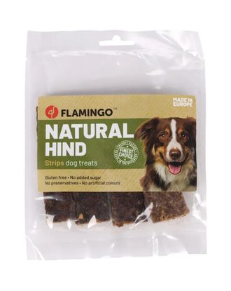 Flamingo Natural Hind 100g -  naturalne przysmaki dla psa, paski z sarniny