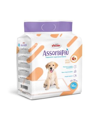 Record AssorbiPiu Fresh Fruits Puppy Pads 60x90cm - podkłady do nauki czystości dla szczeniąt, z plastrami mocującymi, o zapachu owoców - 10szt.