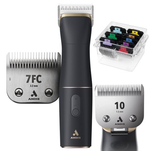 Andis beSPOKE Clipper + CeramicEdge nr 7FC + Comb Set - profesjonalna, bezprzewodowa maszynka, z 2 akumulatorami, ostrzami i dodatkowymi nasadkami