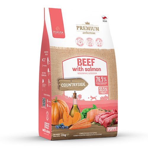 Pokusa Premium Selection Puppy Beef & Salmon - hipoalergiczna karma dla szczeniaka, wołowina i łosoś