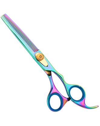 Geib Gold Rainbow Kiss Thinner 6,5" - wysokiej jakości degażówki groomerskie z tęczowym wykończeniem, 42 ząbki