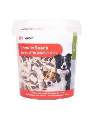 Flamingo Chew`n Snack Lamb & Rice Bones 500g - smaczki treningowe dla psa, z jagnięciną i ryżem