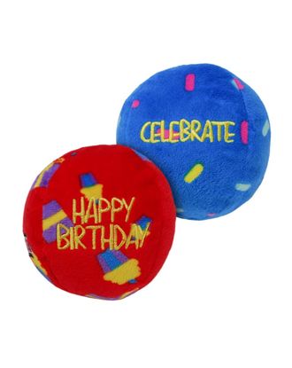 KONG Occasions Birthday Balls M (8cm) 2szt. - pluszowe, urodzinowe piłki dla psa
