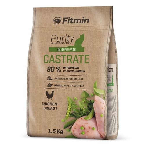 Fitmin Purity Castrate Chicken Breast 1,5kg - pełnoporcjowa karma dla dorosłych i sterylizowanych kotów, z kurczakiem
