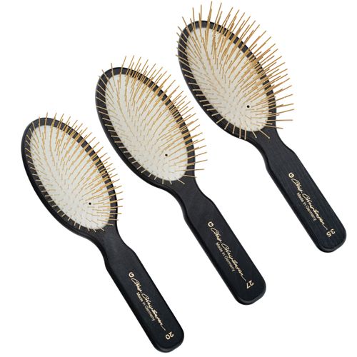 Chris Christensen Oval Gold Pin Brush - elegancka szczotka z pozłacanymi pinami, do włosa długiego i jedwabistego