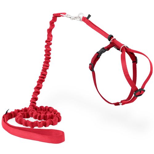 PetSafe Easy Walk Cat Harness Red - szelki i smycz bungee dla kota, czerwone