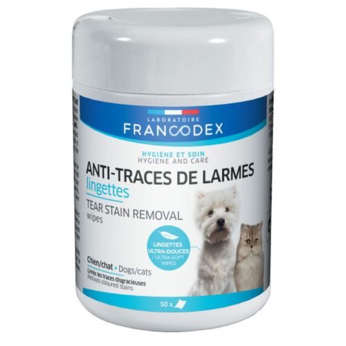 Francodex Tears Stain Removal 50szt. - chusteczki do usuwania przebarwień z sierści psów i kotów