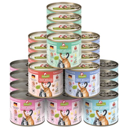 Zestaw karm GranataPet DeliCatessen z rybami 24x 200g - bezzbożowa mokra karma dla kota, mix 6 smaków, zestaw 3