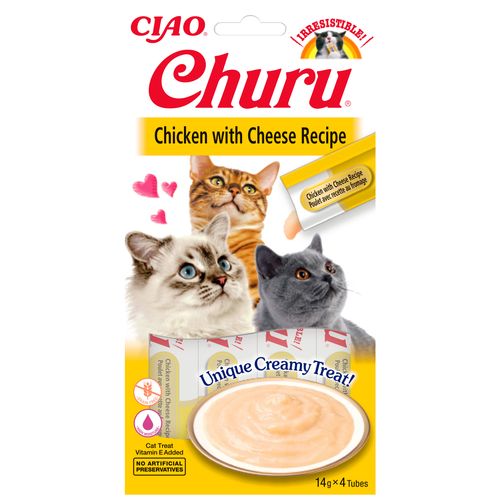 Inaba Creamy Churu Treat 4x14g - kremowy przysmak dla kota, kurczak i ser