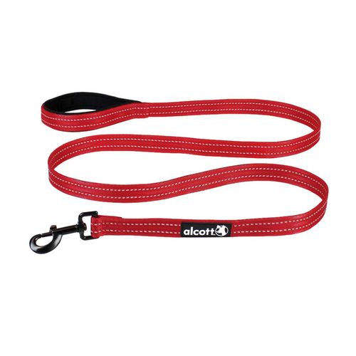 Alcott Adventure Leash 180cm Bright Red - odblaskowa smycz taśmowa dla psa, intensywna czerwień