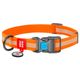 Waudog Waterproof Reflective Collar With QR Code Orange - obroża wodoodporna dla psa, z zawieszką QR i odblaskową taśmą