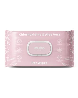 Mubo Chlorhexidine & Aloe Vera Pet Wipes 1000pcs. – gentle cleansing for sensitive skin and skin folds, 15x30cm