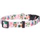 Flamingo Collar Sera Pink - kolorowa obroża dla psa, regulowana, wzór flamingi, kwiaty, różowa