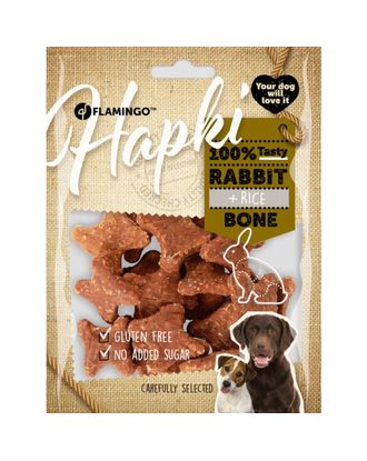Flamingo Hapki Rabbit Rice Bone 170g - aromatyczne smaczki dla psa, królik z ryżem