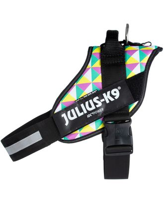 Julius-K9 IDC Powerharness Retro - szelki dla psa, z odblaskami, w kolorowe trójkąty