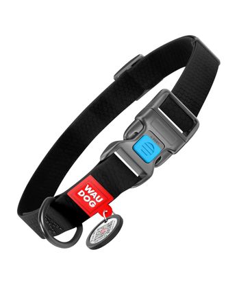 Waudog Waterproof Collar With QR Code Black - obroża wodoodporna dla psa, czarna z zawieszką QR