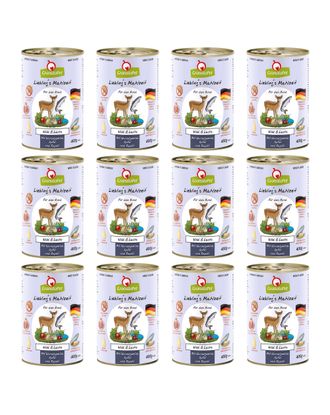 GranataPet Venison Salmon - bezzbożowa mokra karma dla psa, dziczyzna i łosoś - 12x 400g