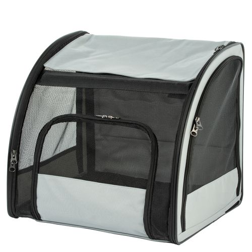Flamingo Car Seat Rey - przewiewny transporter samochodowy dla psa i kota, do 8kg, 45x39x41cm, szary