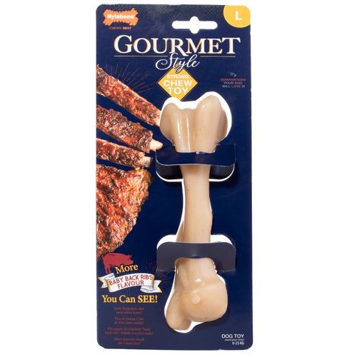 Nylabone Gourmet Femur Bone L - Durable Dog Chew with Pork Back Ribs Flavour