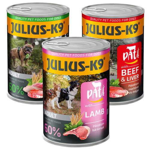 Zestaw karm Julius-K9 - pełnoporcjowa mokra karma dla psa, mix 3 smaków