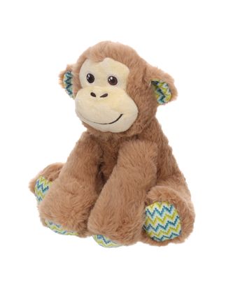 Flamingo Drala Sitting Monkey Brown 19cm - pluszowa małpka dla psa, z piszczałką, brązowa