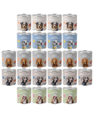 Lovi Food 24x 800g Bundle - Wet Food for Adult Dogs, Grainf-Free, Set of 5 Flavors