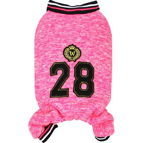 Dobaz ciepły, sweterkowy kombinezon dla psa, sportowy krój, różowy