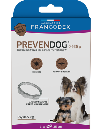 Francodex PrevenDog 35cm - lecznicza obroża na kleszcze i komary, dla bardzo małych psów - 1szt.