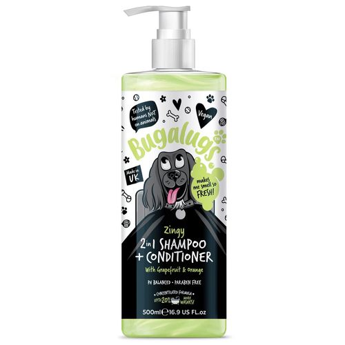 Bugalugs Zingy 2in1 Shampoo - szampon z odżywką dla psa, zapach grejpfruta i pomarańczy