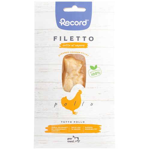 Record Filetto Chicken 25g - przekąska dla psa, 100% filet z kurczaka, gotowany na parze