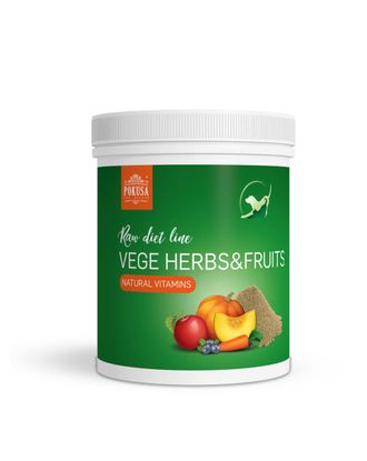 Pokusa RawDietLine Vege Herbs & Fruits - sproszkowane zioła, warzywa i owoce, źródło witamin i błonnika pokarmowego - 1000g