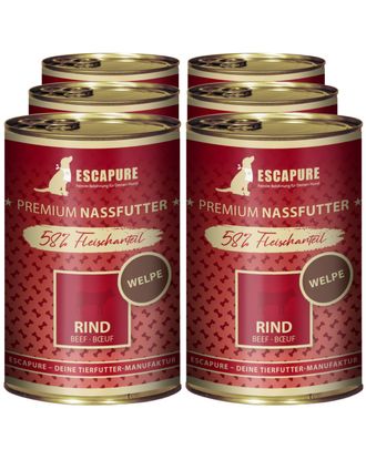Escapure Puppy Rind - mokra karma dla szczeniąt, wołowina z warzywami i owocami - 6x 400g