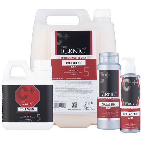 True Iconic Collagen Plus Bath - profesjonalny szampon regenerujący do wszystkich typów sierści, z kolagenem i witaminą E, koncentrat 1:7