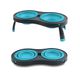 Dexas Double Elevated Feeder - Dog Bowls On Foldable Stand, Turquoise - Large