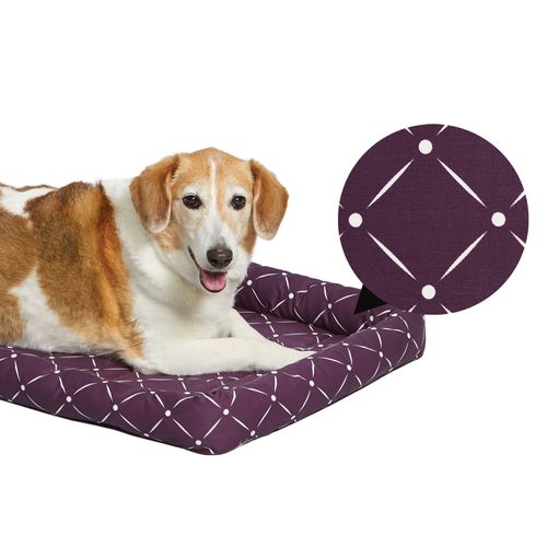 MidWest QT Couture Ashton Pet Bed Plum 123x76cm - pikowane legowisko do klatki kennelowej dla dużego psa, śliwkowe