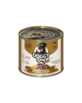 Doggy Dog Wild Boar & Poultry Hearts - bezzbożowa mokra karma dla psa, z dzikiem i sercami drobiowymi - 200g