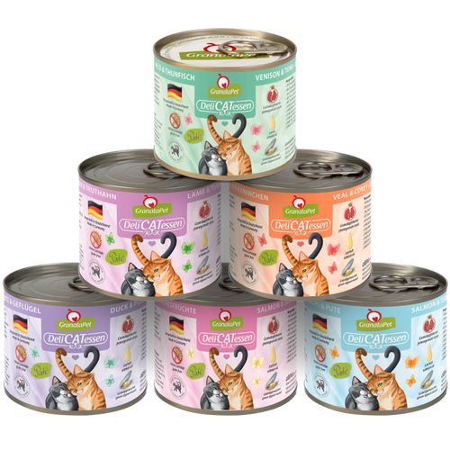 Zestaw karm GranataPet DeliCatessen 6x 200g - bezzbożowa mokra karma dla kota, mix 6 smaków, zestaw 1