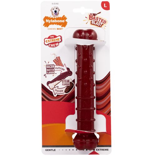 Nylabone Power Chew Basted Blast Bone - twardy gryzak dla psa, dwusmakowa kość, bekon i stek