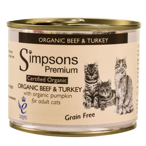 Simpsons Premium  Cat Organic Beef & Turkey 200g