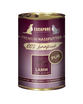 Escapure Lamm Pur - uzupełniająca mokra karma dla psa i kota, 100% jagnięcina - 400g